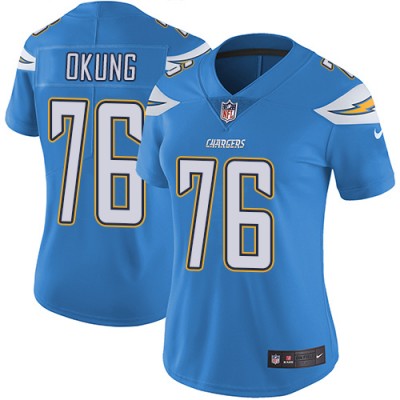 Nike Los Angeles Chargers #76 Russell Okung Electric Blue Alternate Women's Stitched NFL Vapor Untouchable Limited Jersey